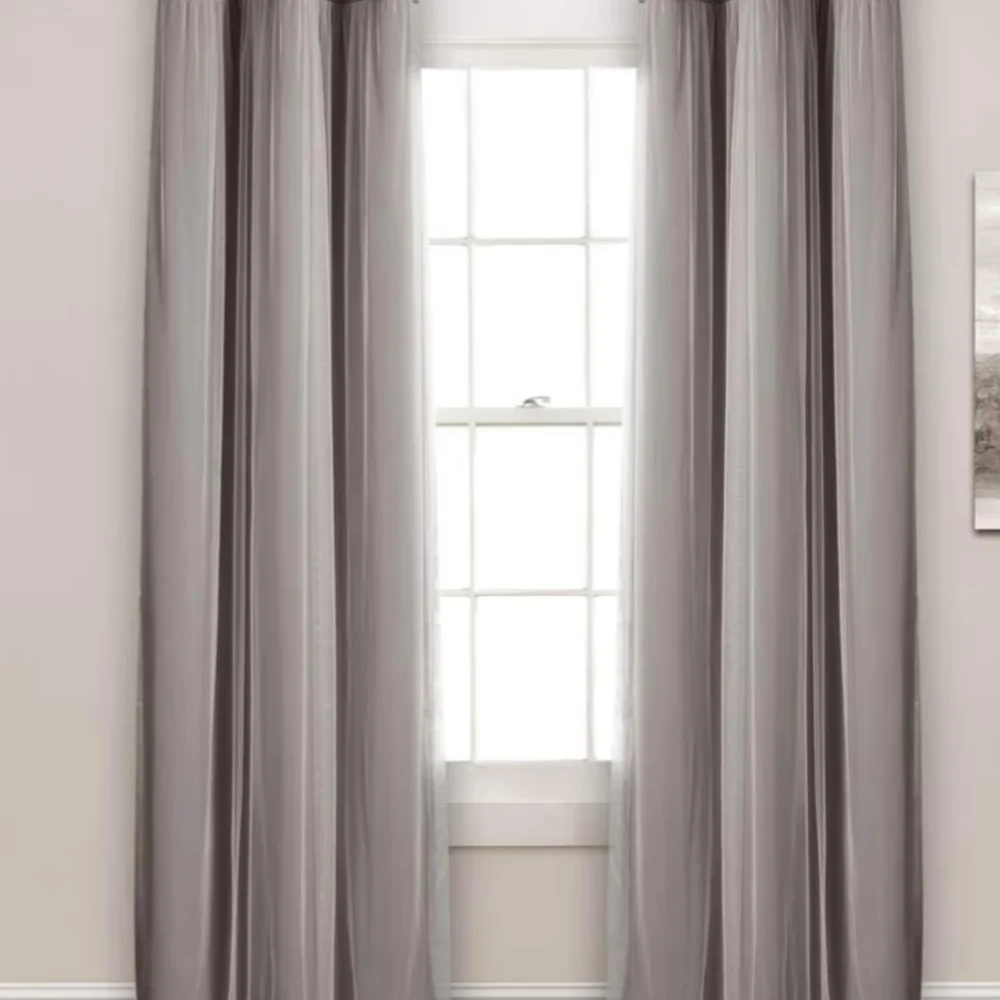 Elegant Gray and White Curtain Set